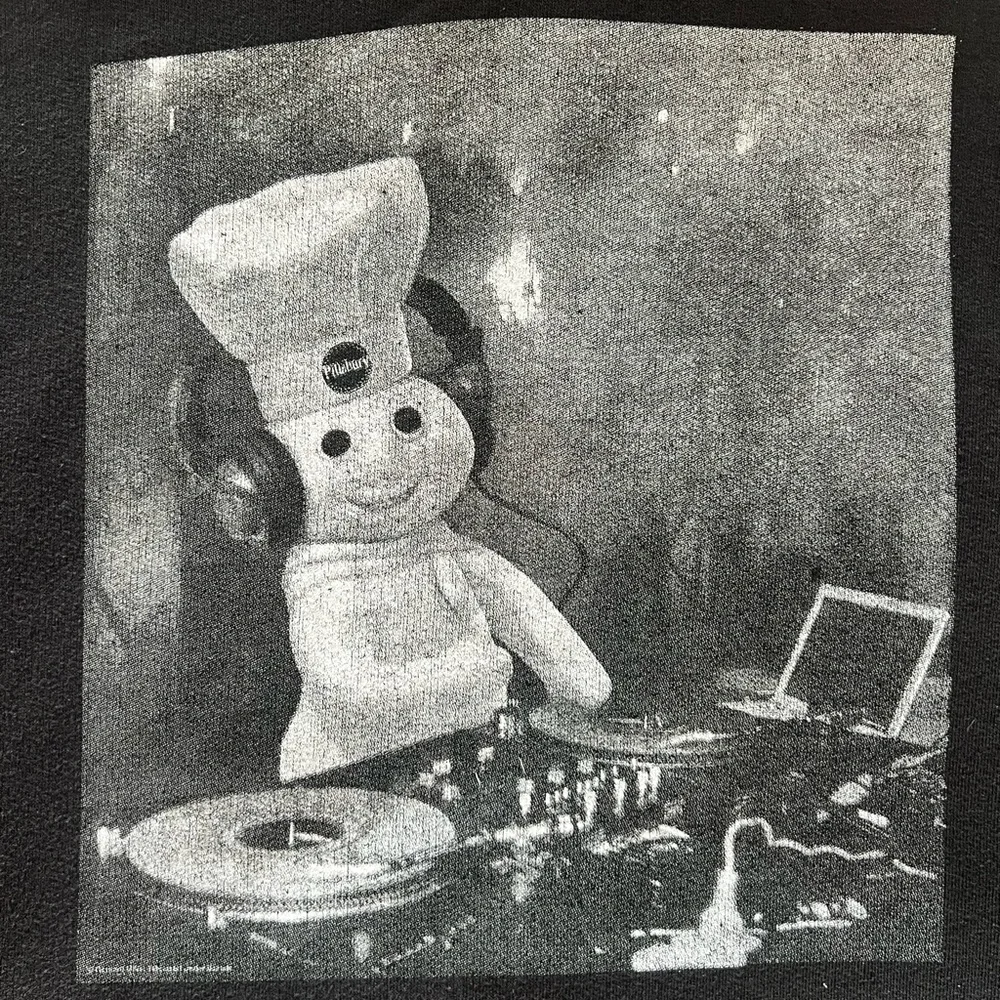 Black Graphic Hooded Sweatshirt with Pillsbury Doughboy DJ